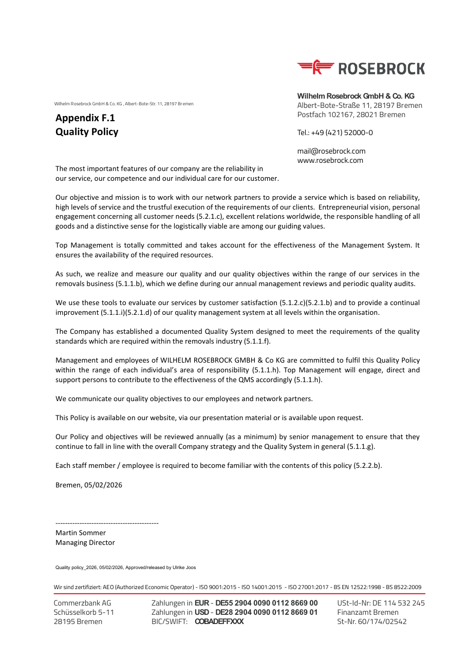 Appendix F.1 – Qualitätspolitik